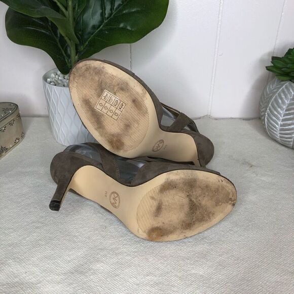 Michael Kors Women's Crisscross Suede Buckle Slingback Sandals Taupe Size 8 - Picture 5 of 8